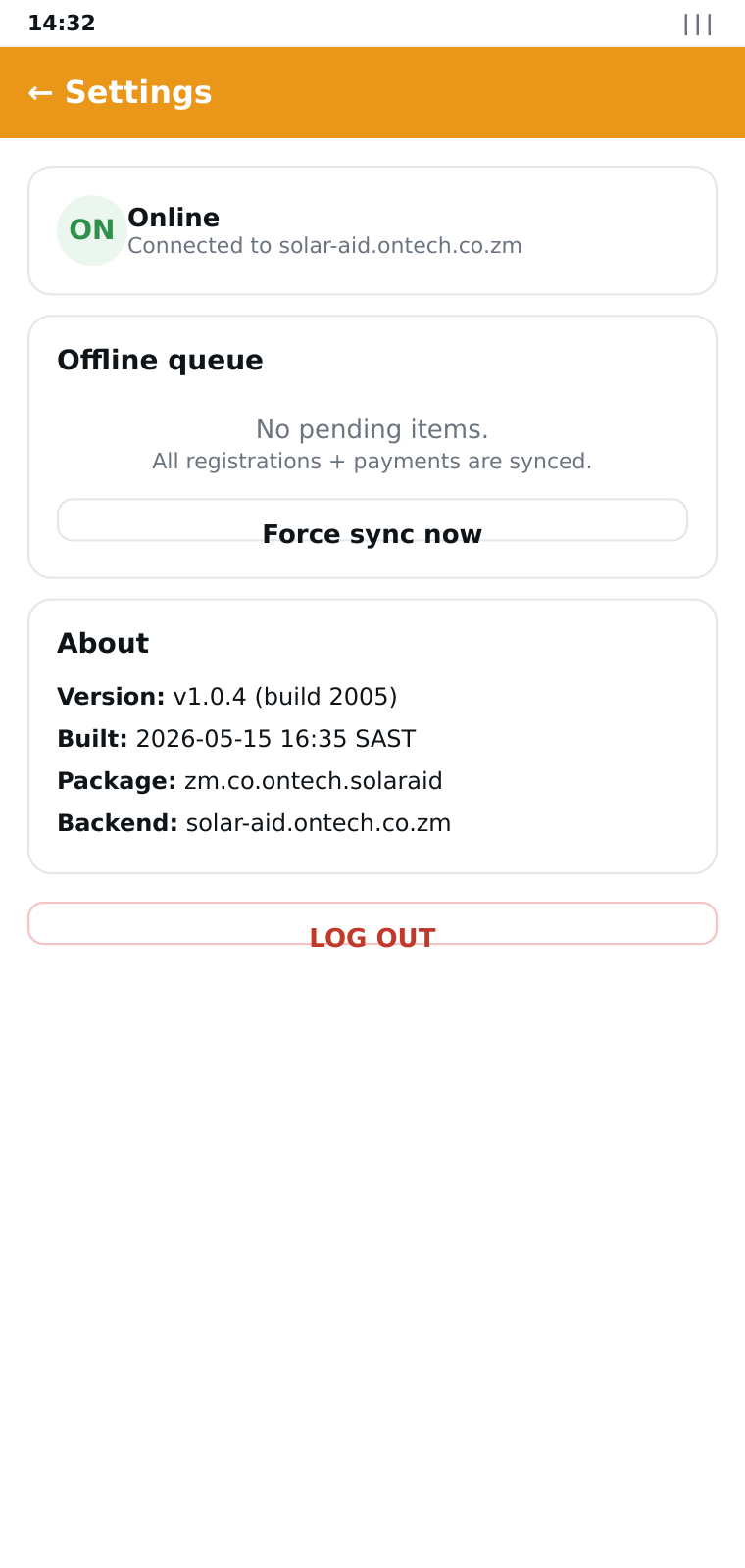 Settings + offline sync queue