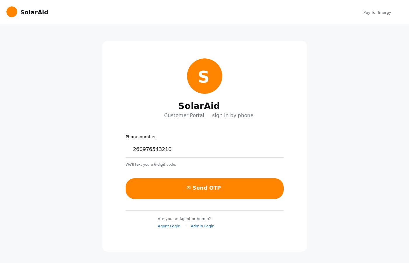 Customer OTP login